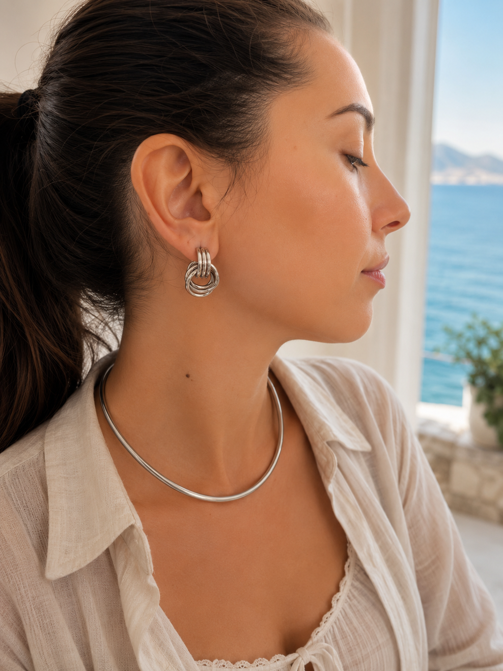 ORBIS EARRINGS Ασημί - Knot drop σκουλαρίκια | Mussé Accessories