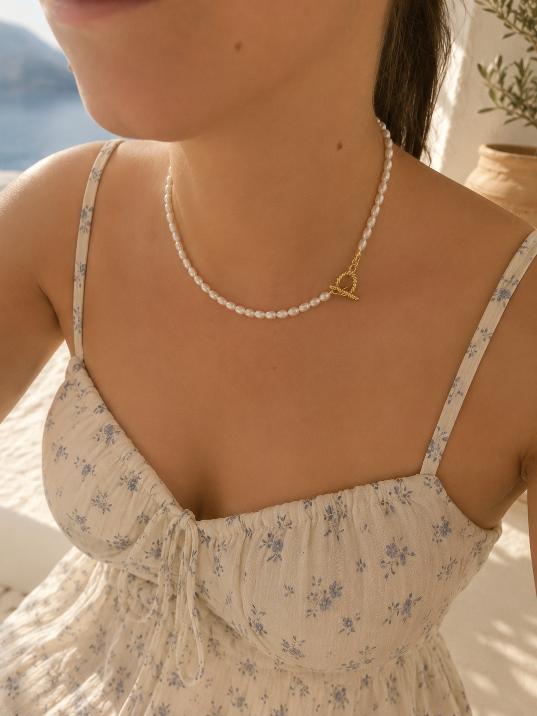 PERLEA NECKLACE - Κολιέ μαργαριτάρια με χρυσό OT clasp | Mussé Accessories