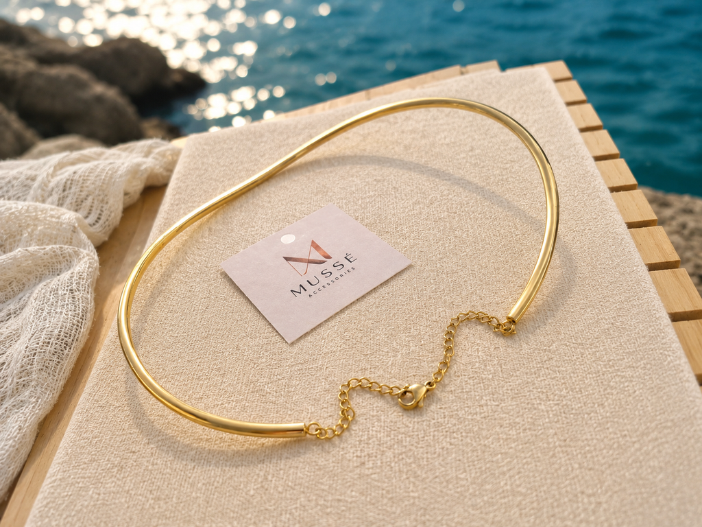 ORÈA COLLAR - Χρυσό rigid collar από ανοξείδωτο ατσάλι | Mussé Accessories