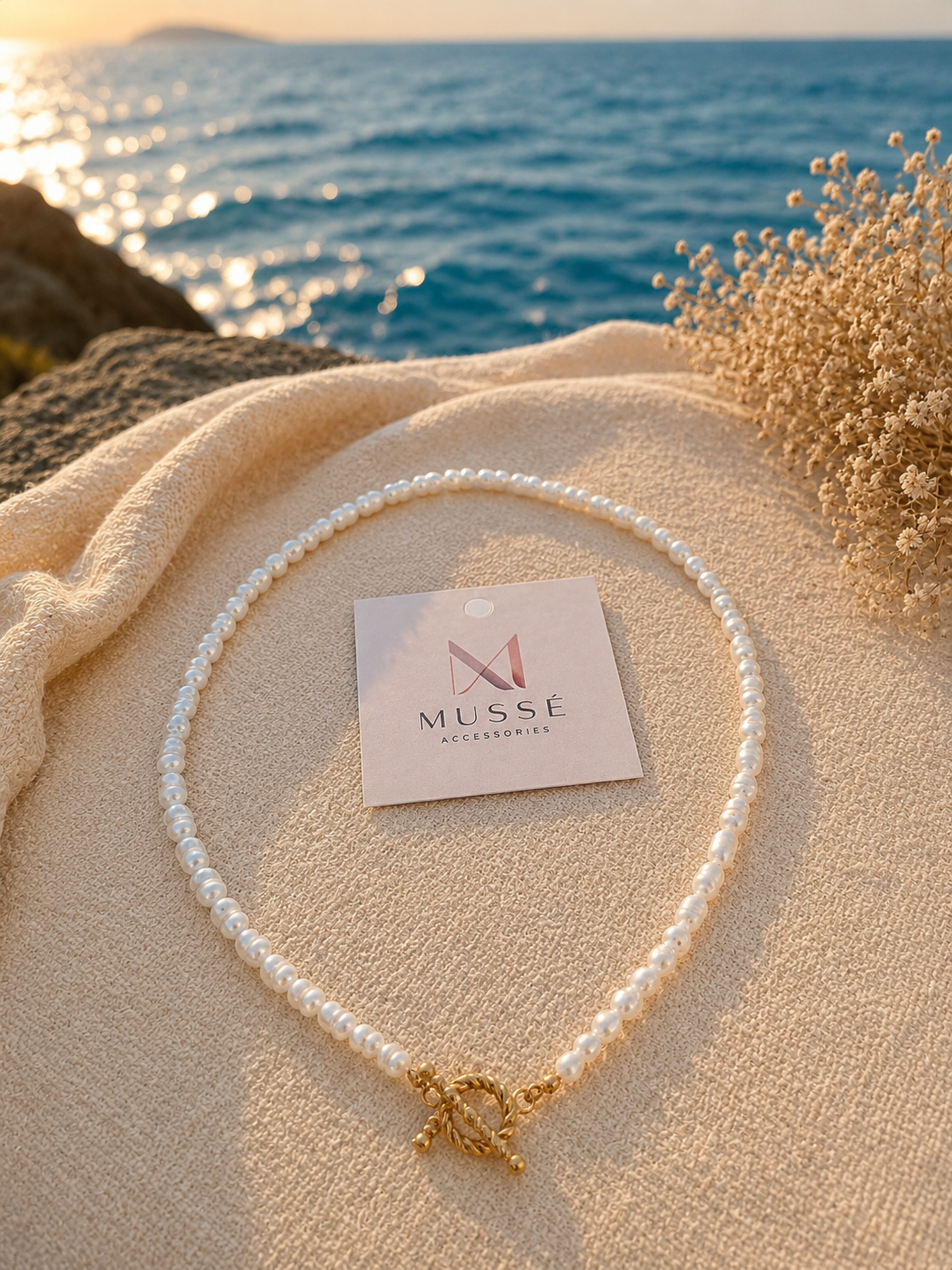 PERLEA NECKLACE - Κολιέ μαργαριτάρια με χρυσό OT clasp | Mussé Accessories
