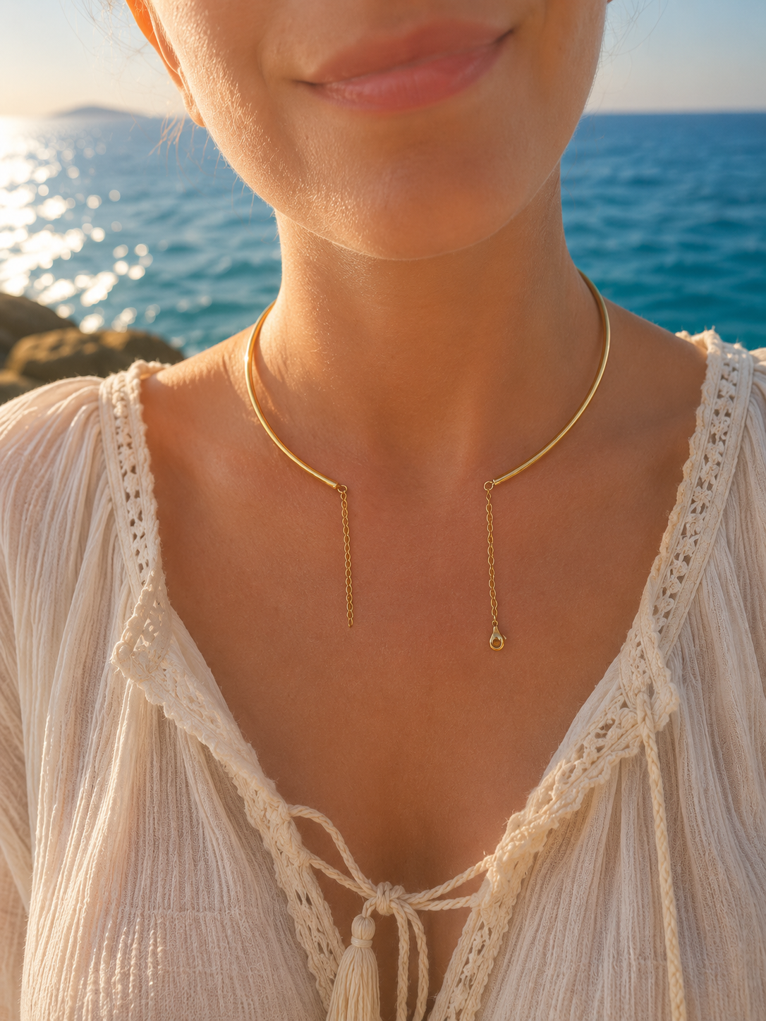ORÈA COLLAR - Χρυσό rigid collar από ανοξείδωτο ατσάλι | Mussé Accessories