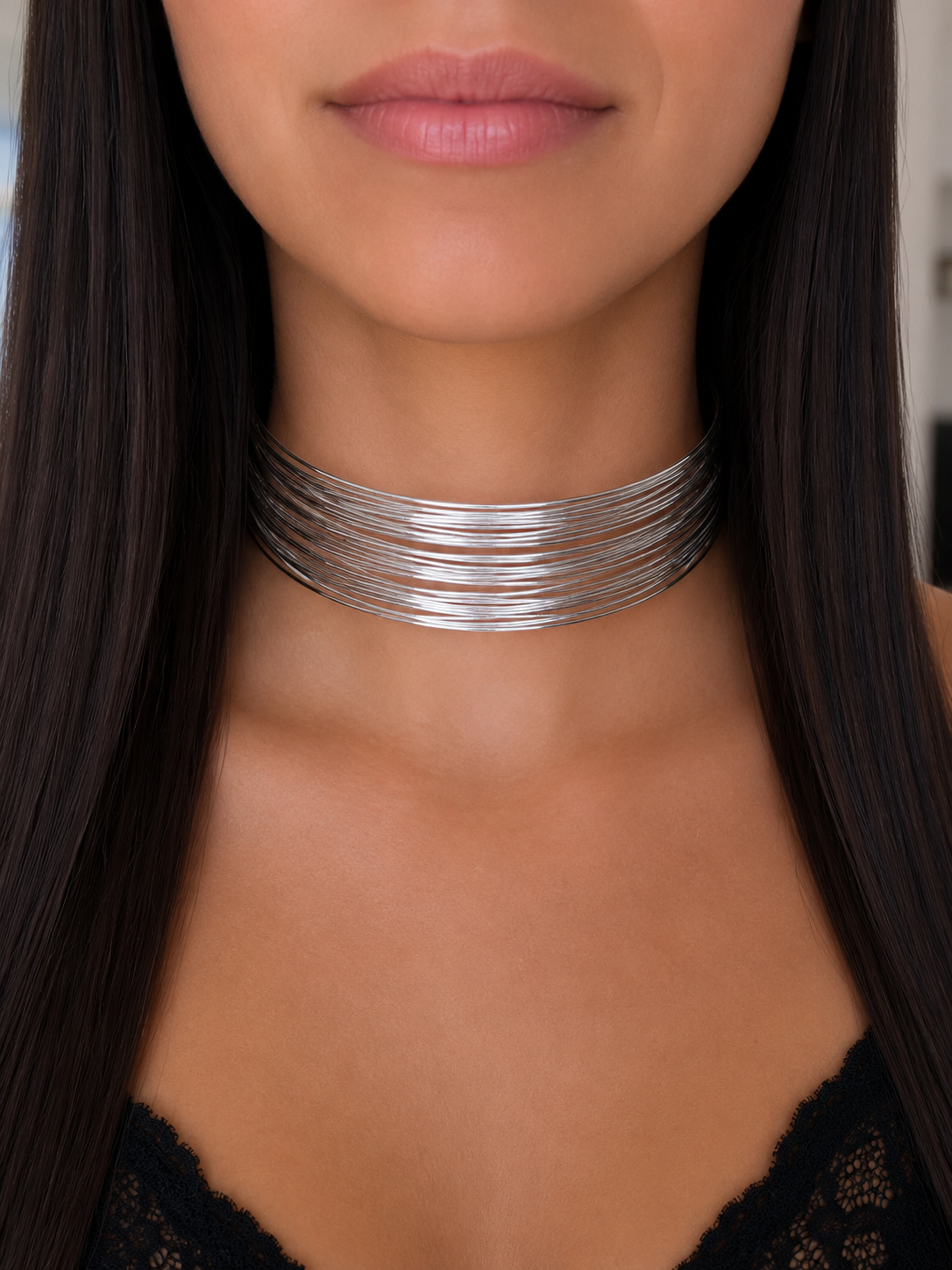 Marea Choker Silver - worn on neck