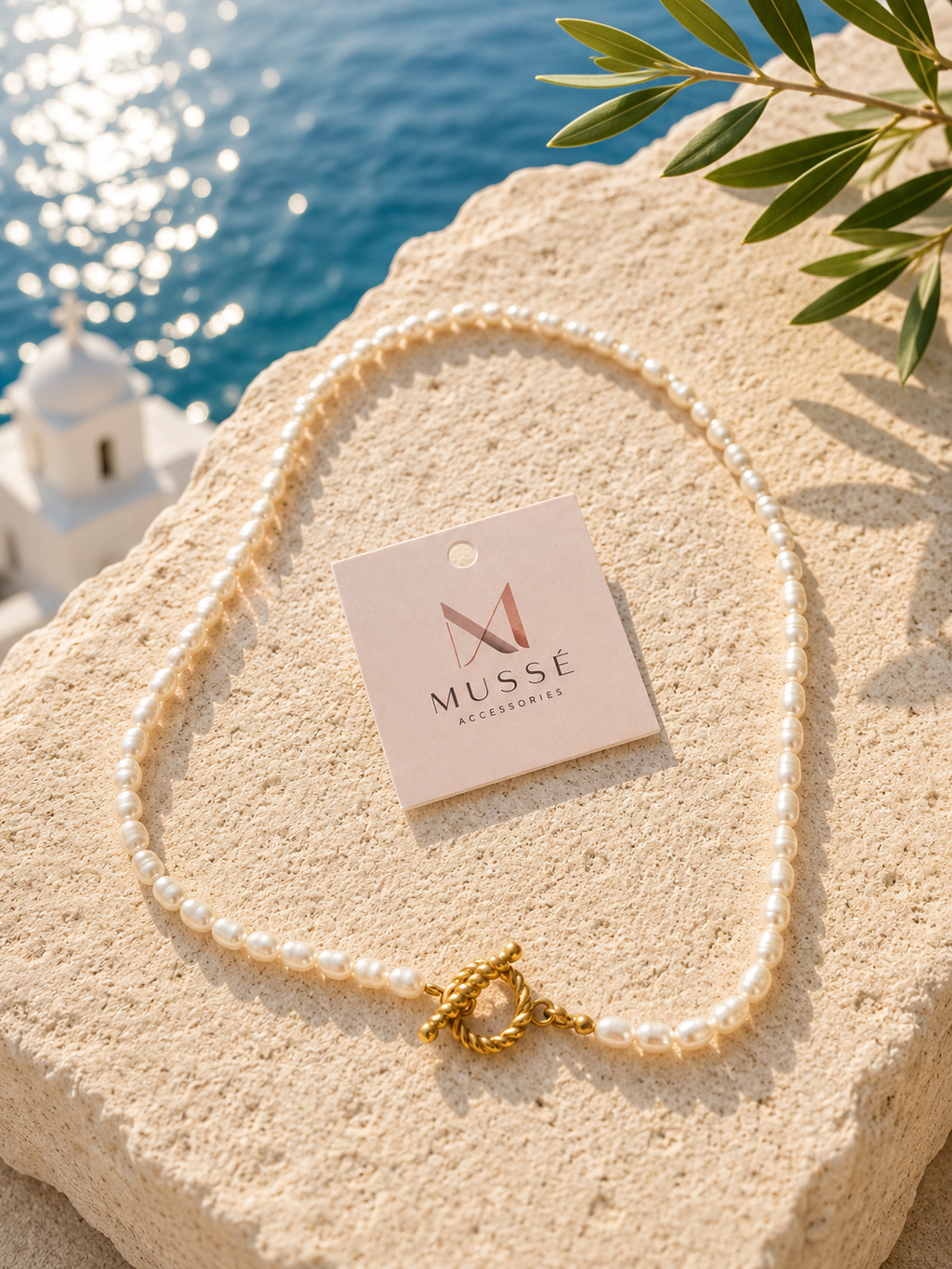 PERLEA NECKLACE - Κολιέ μαργαριτάρια με χρυσό OT clasp | Mussé Accessories