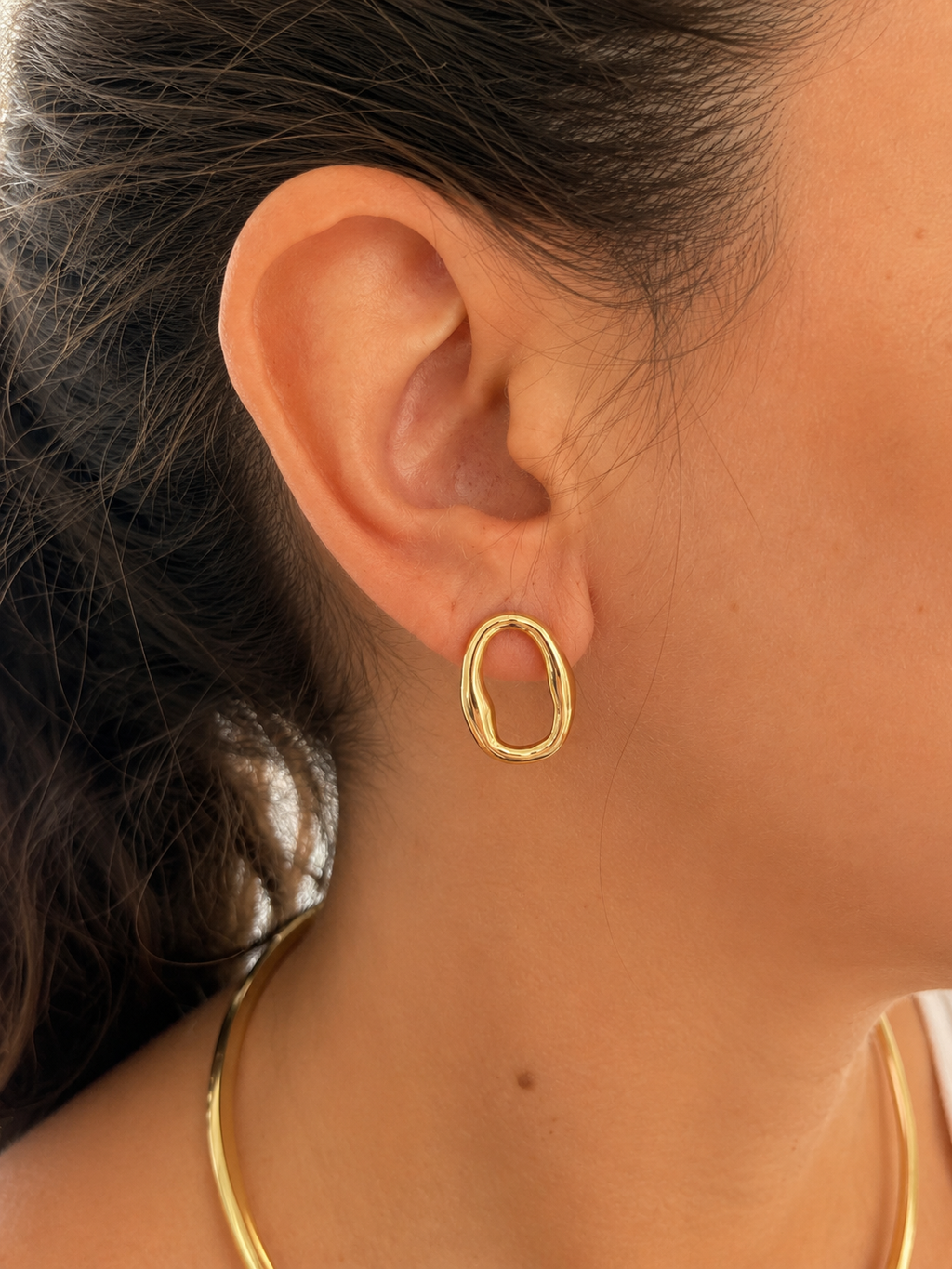 OVALE EARRINGS - Χρυσά oval stud σκουλαρίκια | Mussé Accessories
