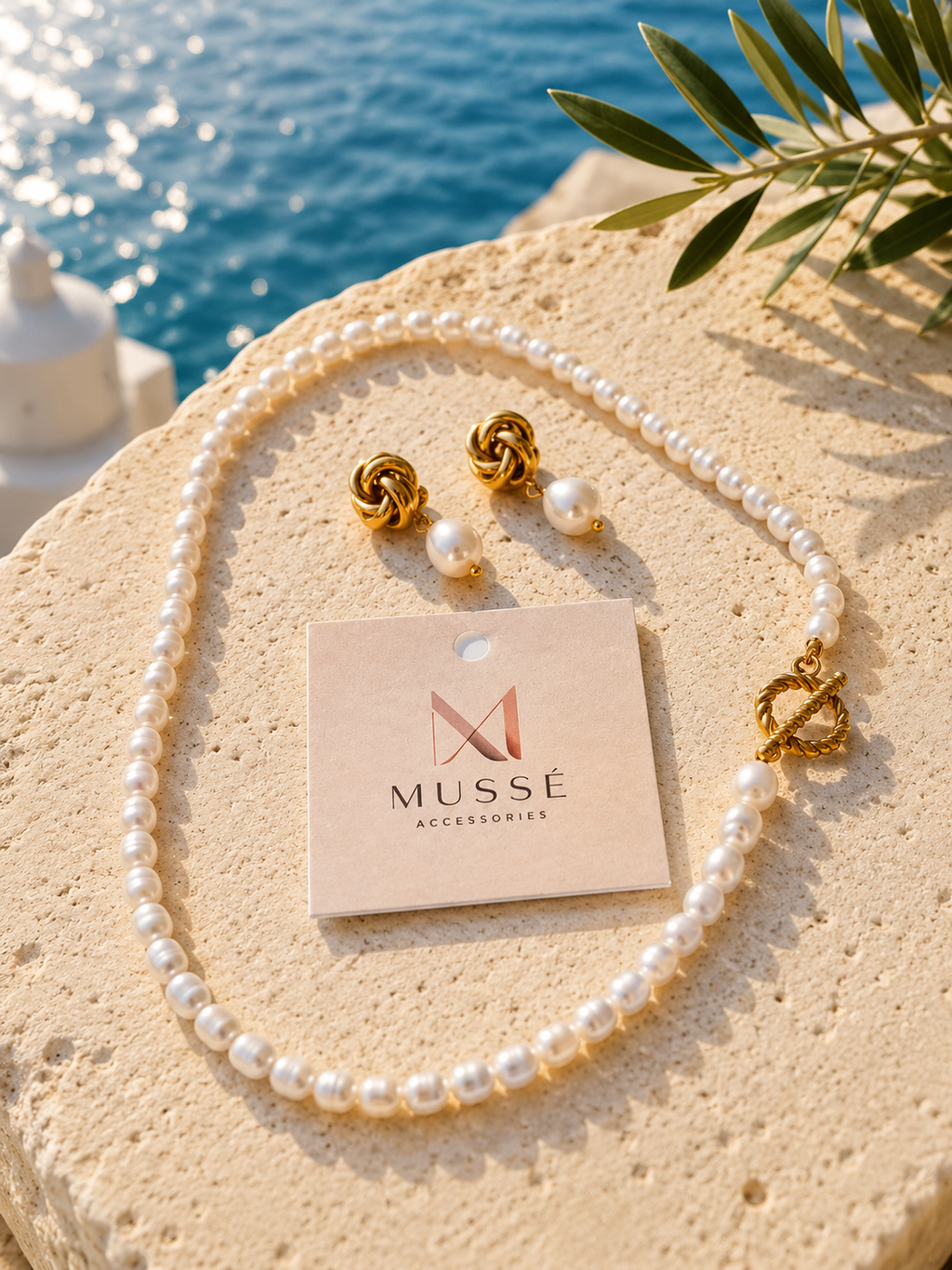 PERLEA NECKLACE - Κολιέ μαργαριτάρια με χρυσό OT clasp | Mussé Accessories