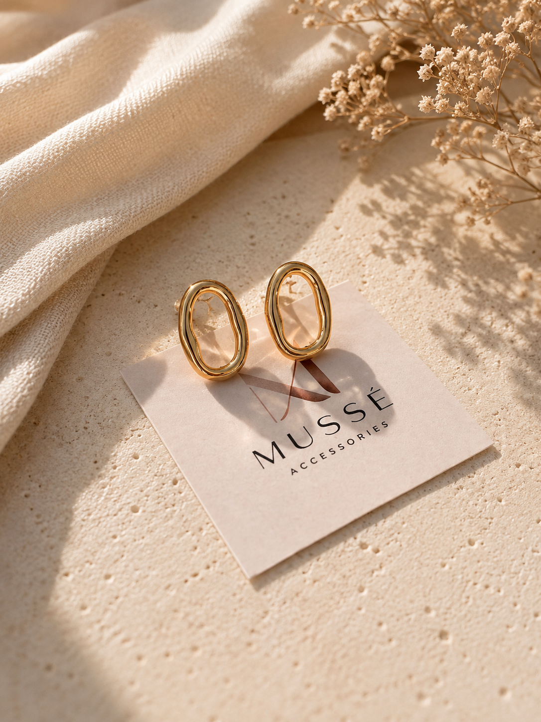 OVALE EARRINGS - Χρυσά oval stud σκουλαρίκια | Mussé Accessories